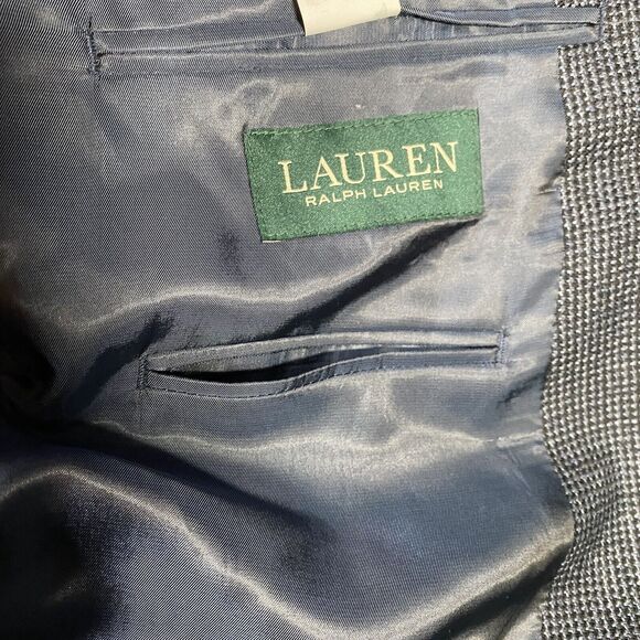 Lauren Ralph Lauren Wool Blazer Men's Sz 46L Sport Coat Navy Blue Gray Classic - Picture 5 of 10